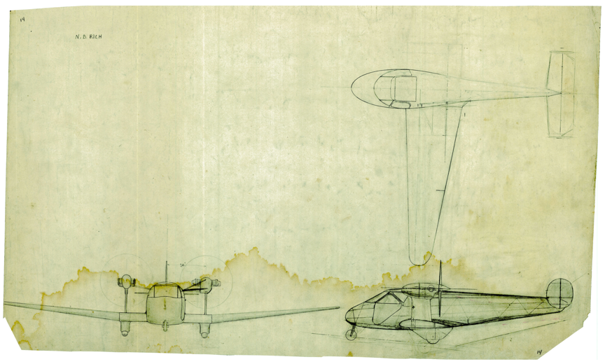 Early sketch of the  Rich-Twin by Bud Rich